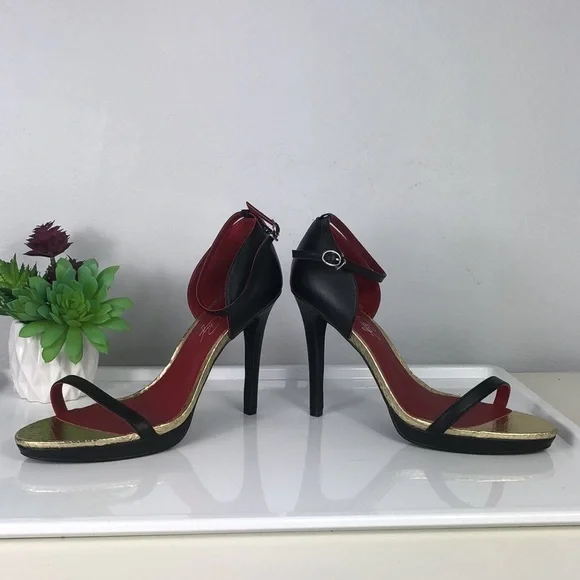 NWOB Shoes of Prey Stiletto Platform Heel Open Toe Ankle Strap Leather Black 10 - Picture 5 of 14